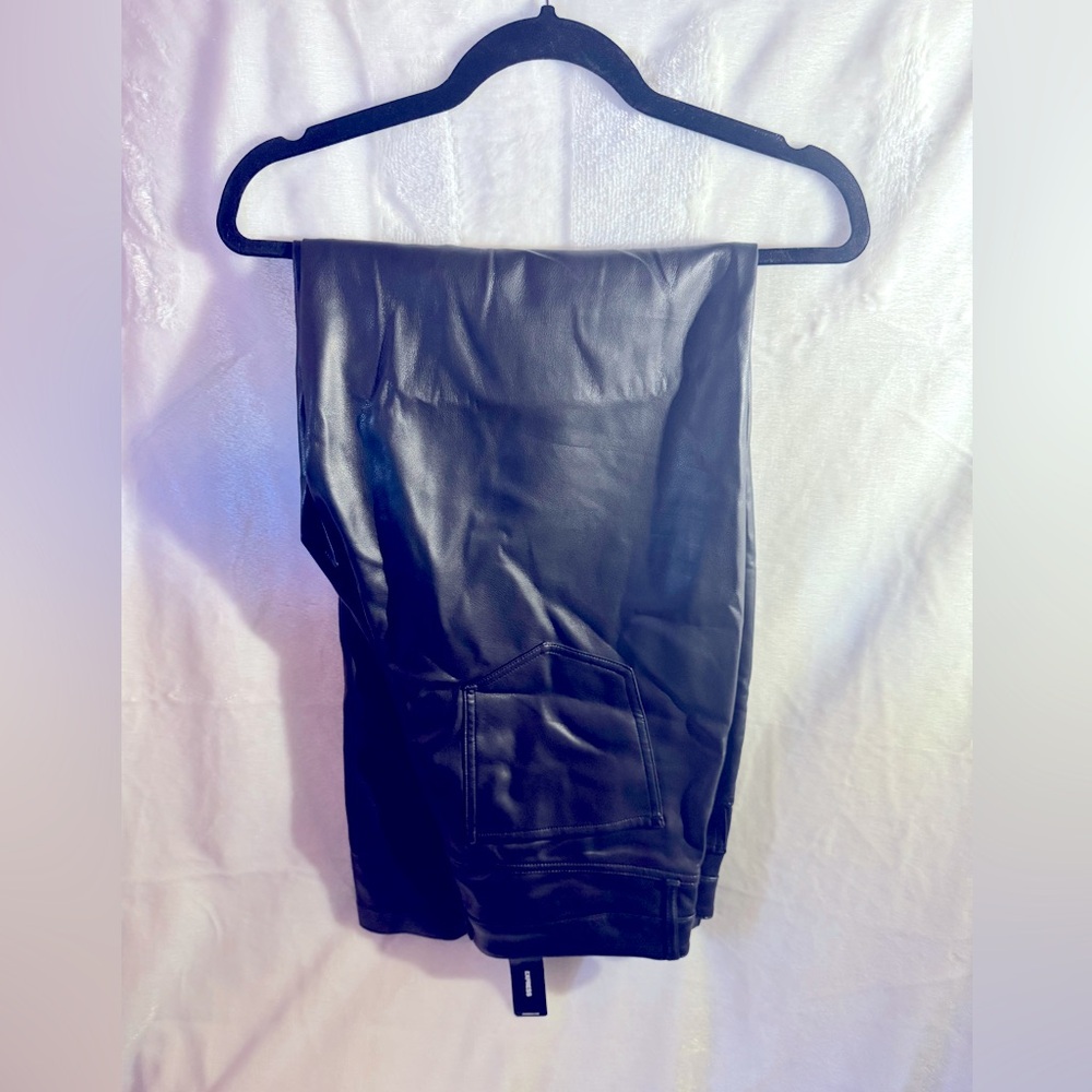 EXPRESS Black Faux Leather Wide Leg Pants - Picture 5 of 9